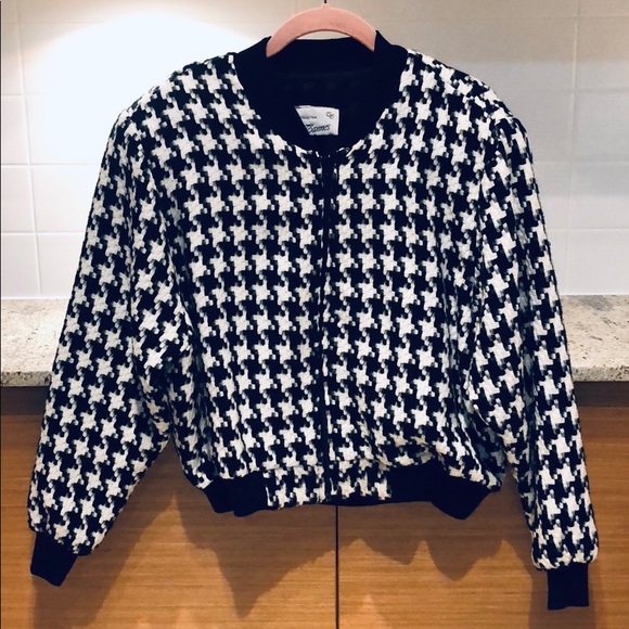 Houndstooth print bomber jacket - Picture 1 of 6